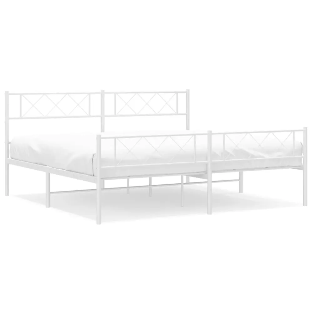 Bedframe met hoofd- en voeteneinde metaal wit 200x200 cm