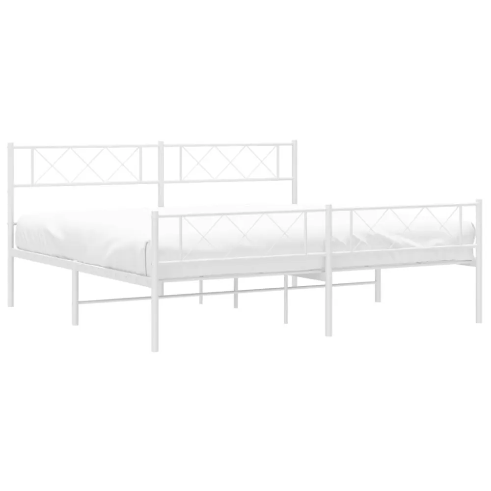 Bedframe met hoofd- en voeteneinde metaal wit 200x200 cm