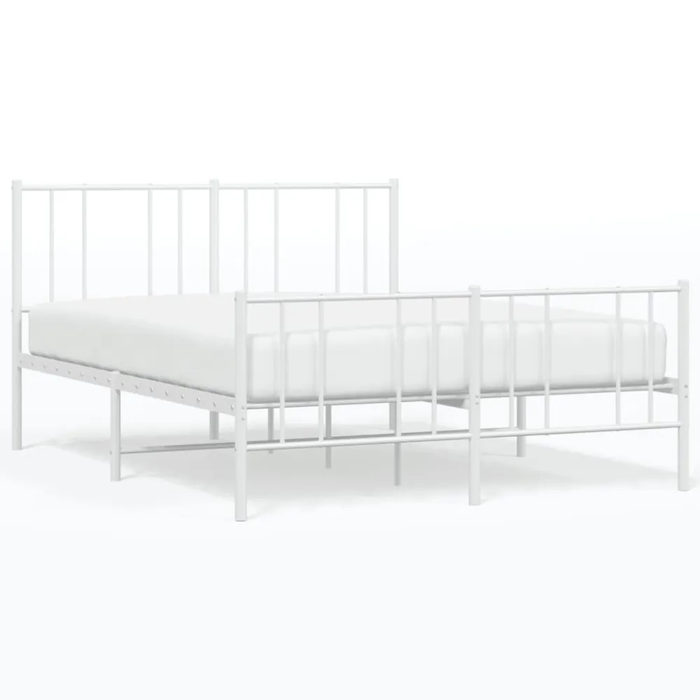 Bedframe met hoofd- en voeteneinde metaal wit 140x200 cm
