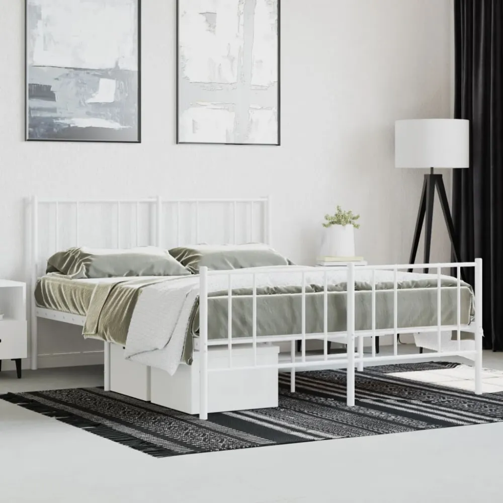 Bedframe met hoofd- en voeteneinde metaal wit 140x200 cm