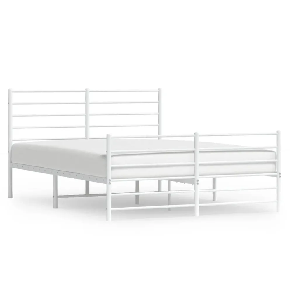 Bedframe met hoofd- en voeteneinde metaal wit 150x200 cm