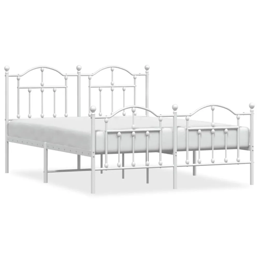 Bedframe met hoofd- en voeteneinde metaal wit 135x190 cm