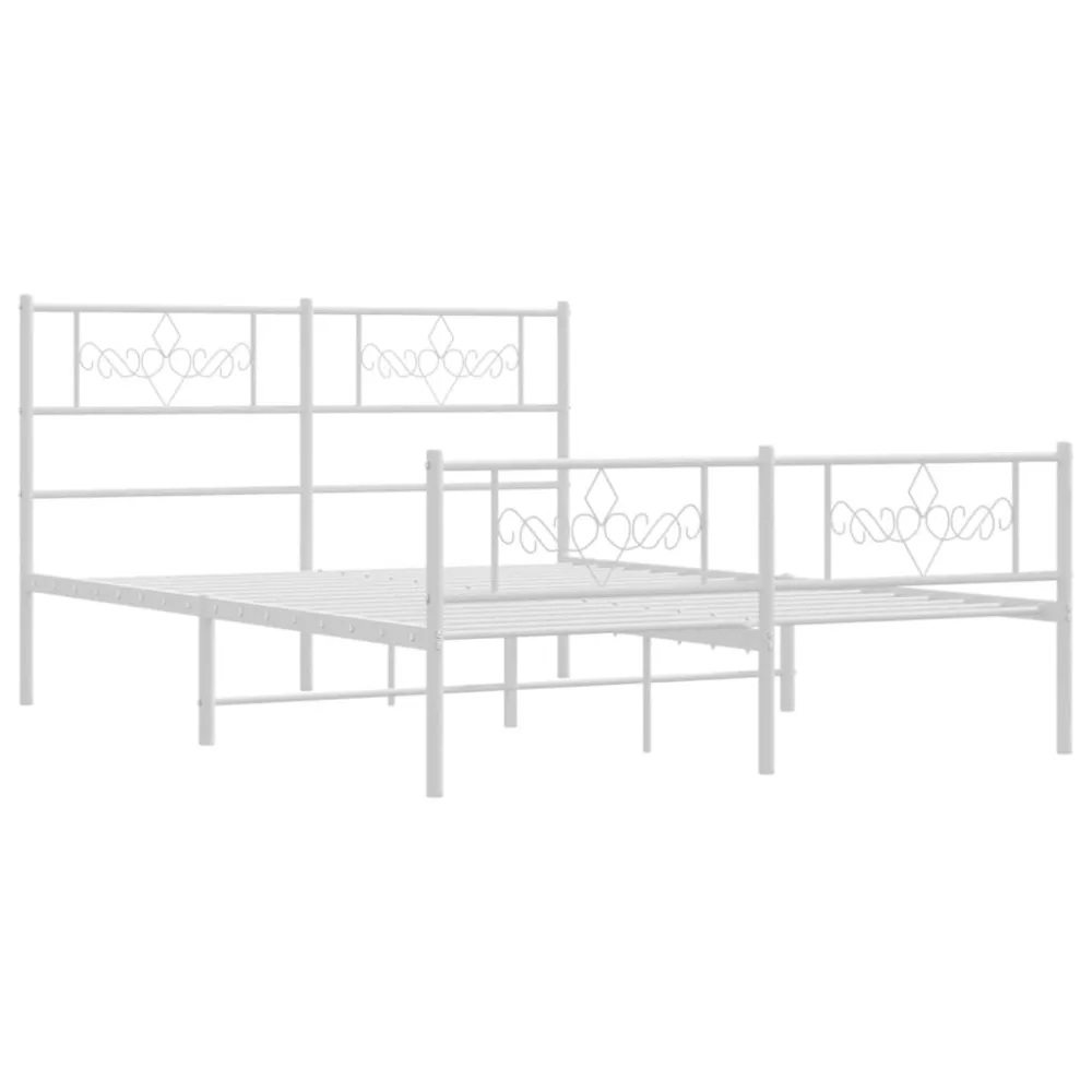Bedframe met hoofd- en voeteneinde metaal wit 140x200 cm