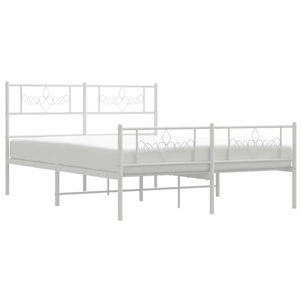 Bedframe met hoofd- en voeteneinde metaal wit 140x200 cm