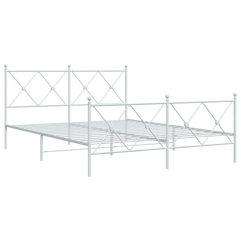 Bedframe met hoofd- en voeteneinde metaal wit 150x200 cm