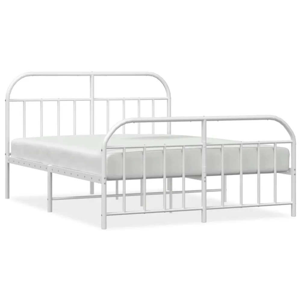 Bedframe met hoofd- en voeteneinde metaal wit 140x190 cm