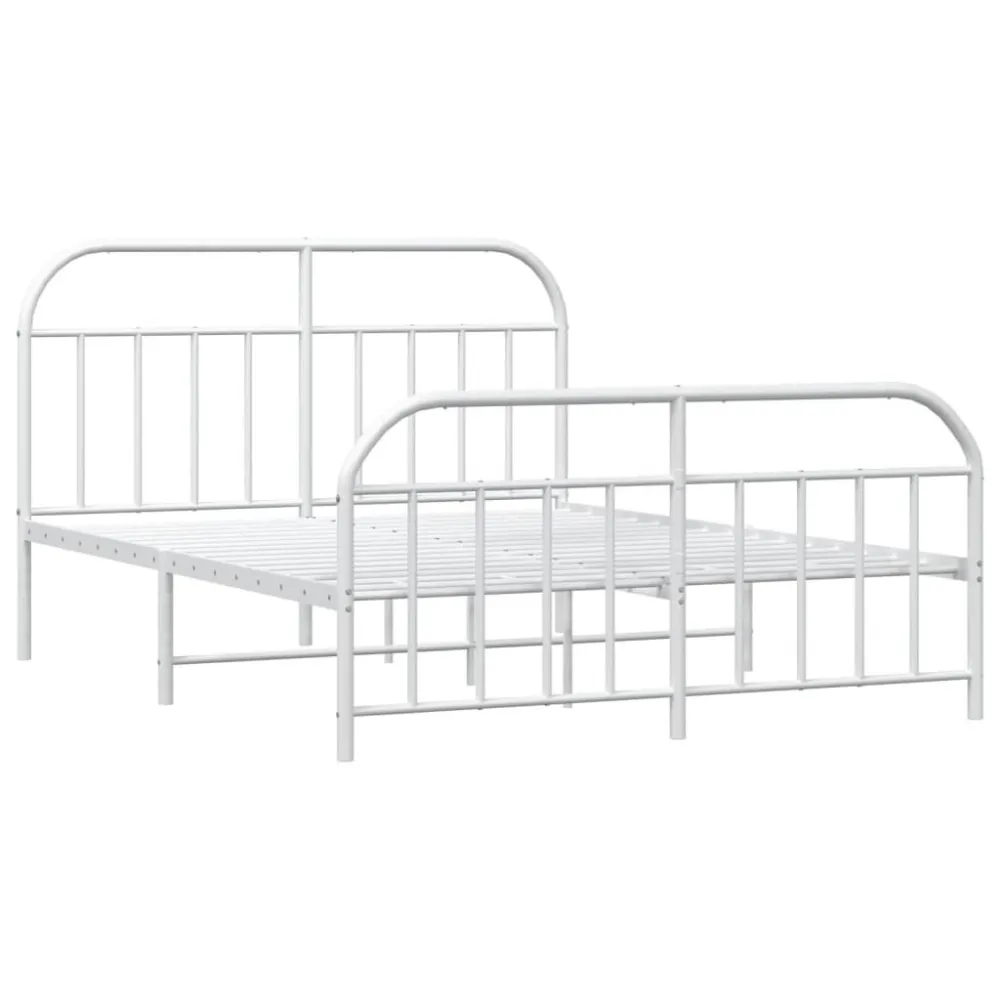 Bedframe met hoofd- en voeteneinde metaal wit 140x190 cm