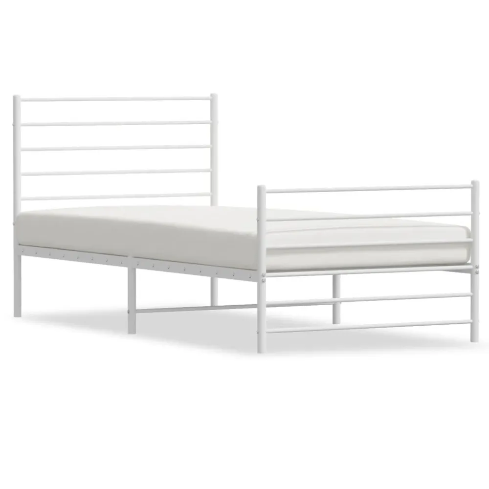 Bedframe met hoofd- en voeteneinde metaal wit 107x203 cm