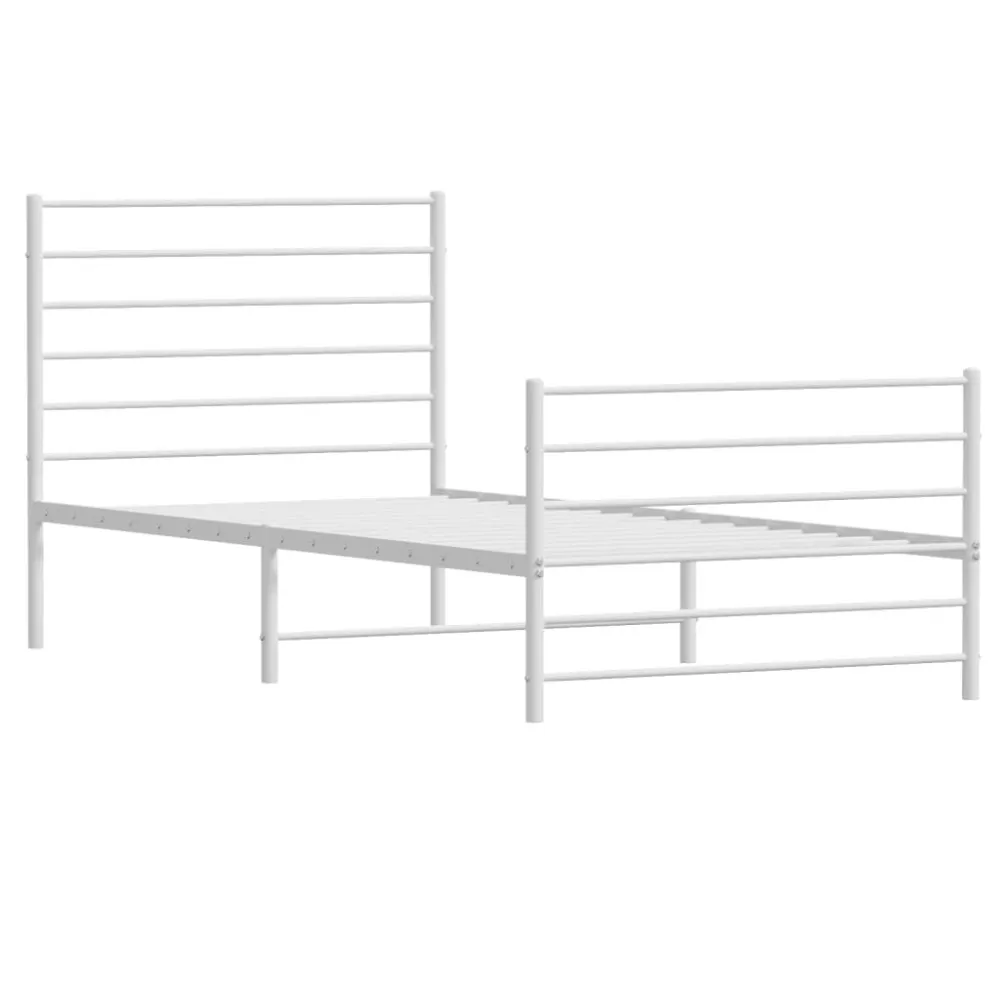 Bedframe met hoofd- en voeteneinde metaal wit 107x203 cm