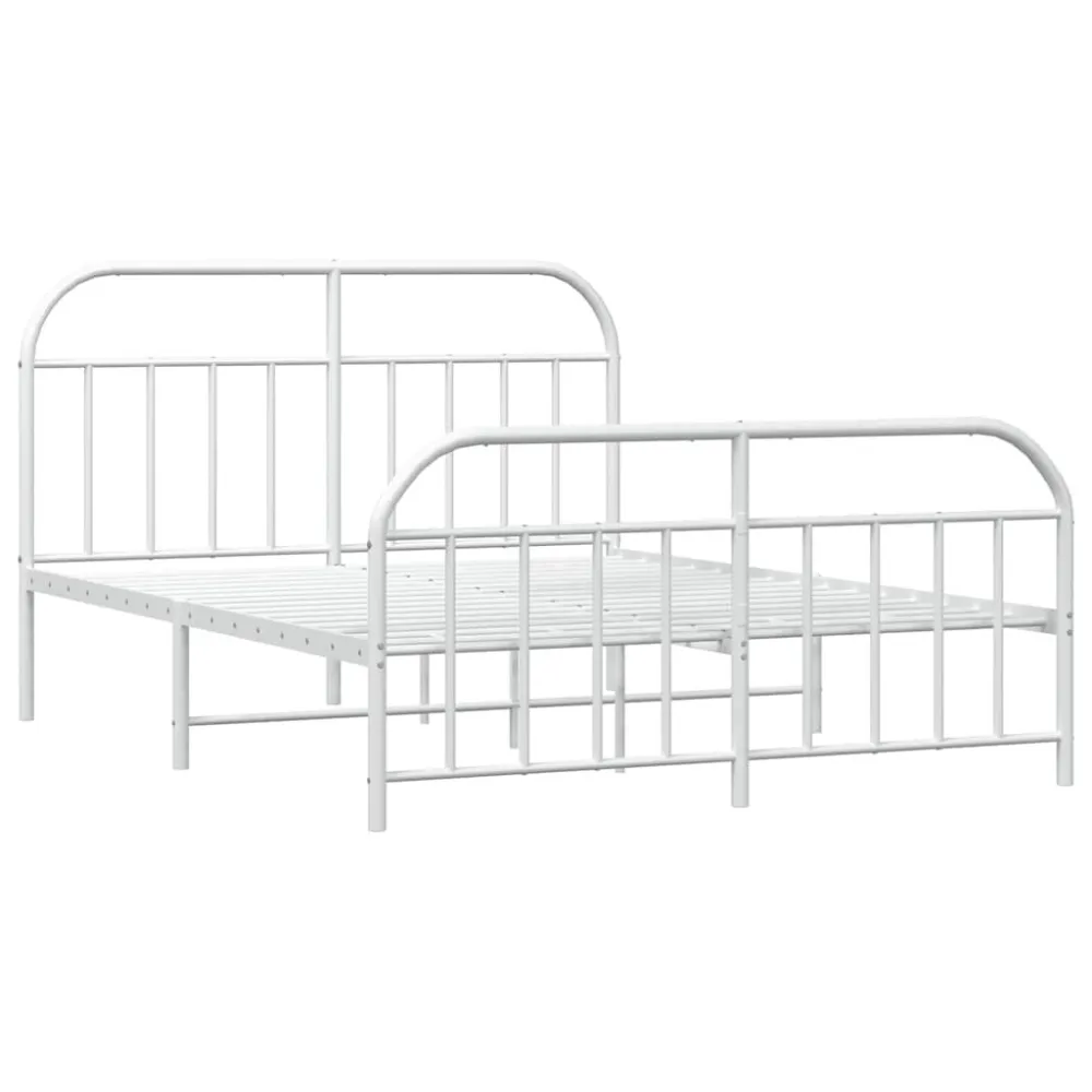 Bedframe met hoofd- en voeteneinde metaal wit 150x200 cm