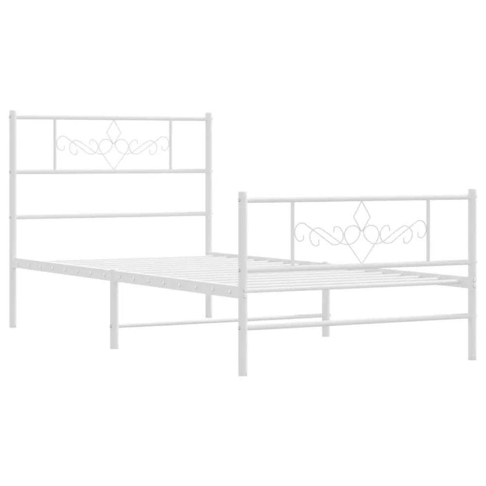 Bedframe met hoofd- en voeteneinde metaal wit 75x190 cm