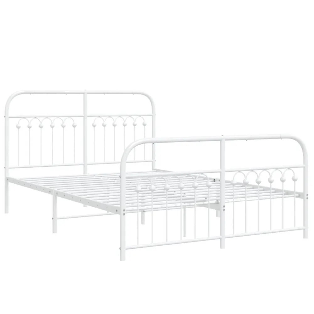 Bedframe met hoofd- en voeteneinde metaal wit 140x200 cm