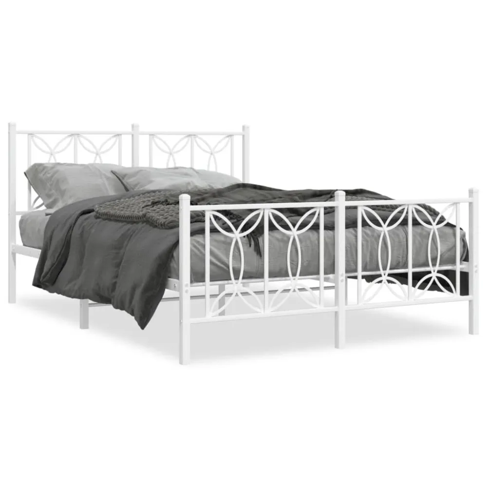 Bedframe met hoofd- en voeteneinde metaal wit 140x200 cm