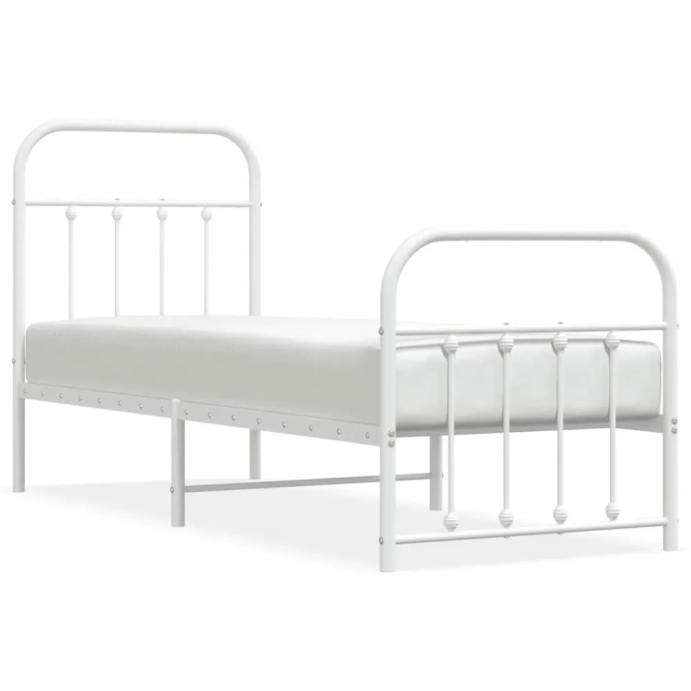 Bedframe met hoofd- en voeteneinde metaal wit 75x190 cm