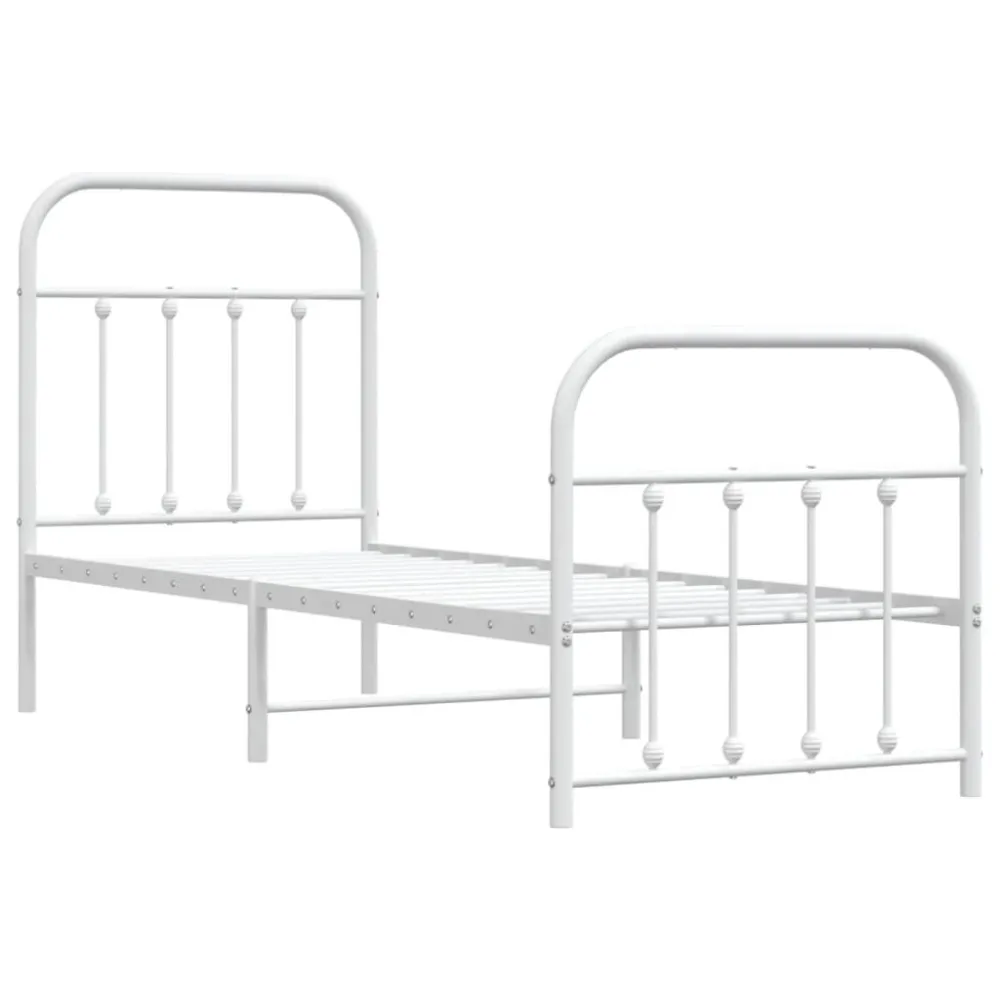 Bedframe met hoofd- en voeteneinde metaal wit 75x190 cm