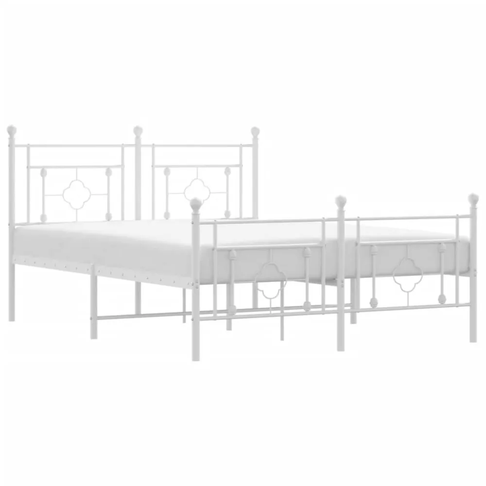 Bedframe met hoofd- en voeteneinde metaal wit 135x190 cm