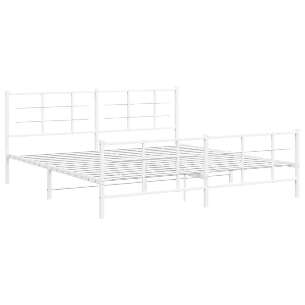Bedframe met hoofd- en voeteneinde metaal wit 200x200 cm