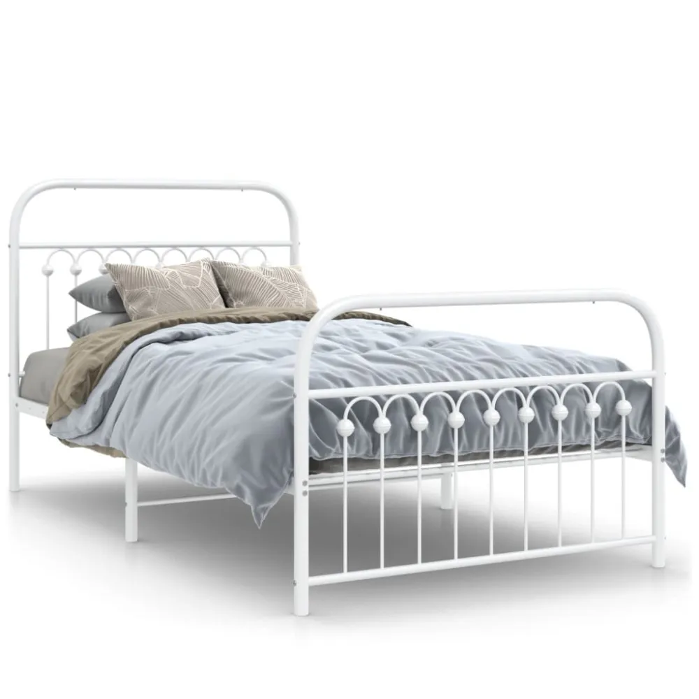 Bedframe met hoofd- en voeteneinde metaal wit 100x200 cm