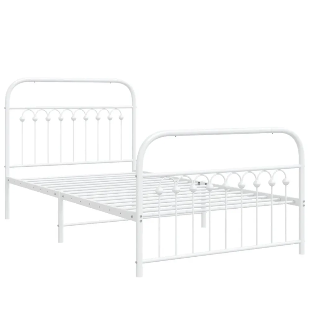 Bedframe met hoofd- en voeteneinde metaal wit 100x200 cm