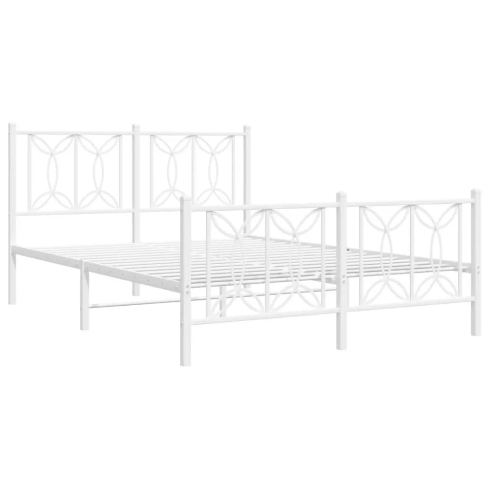 Bedframe met hoofd- en voeteneinde metaal wit 140x190 cm