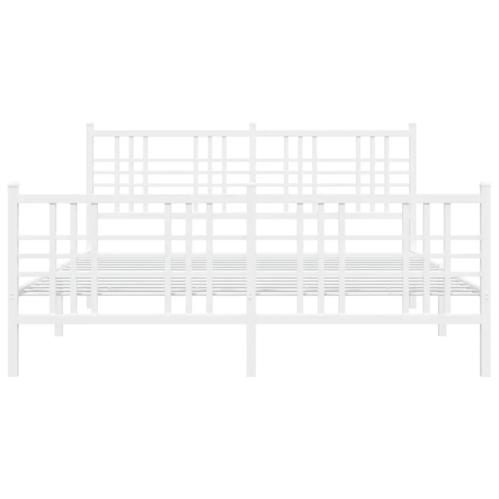 Bedframe met hoofd- en voeteneinde metaal wit 150x200 cm