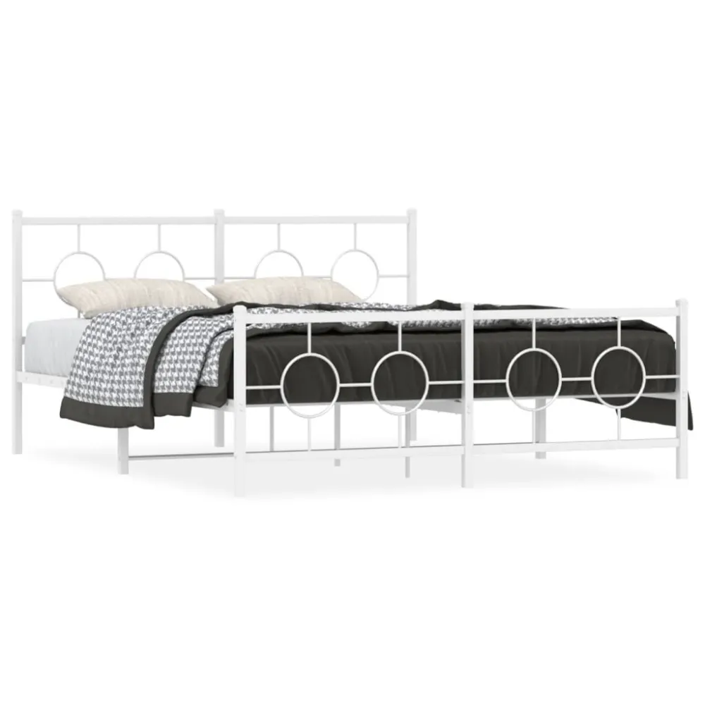 Bedframe met hoofd- en voeteneinde metaal wit 150x200 cm