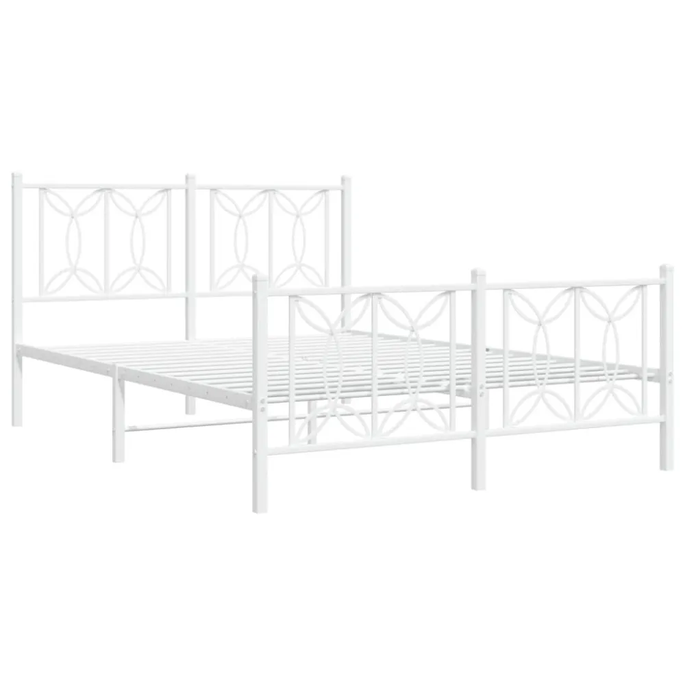 Bedframe met hoofd- en voeteneinde metaal wit 135x190 cm