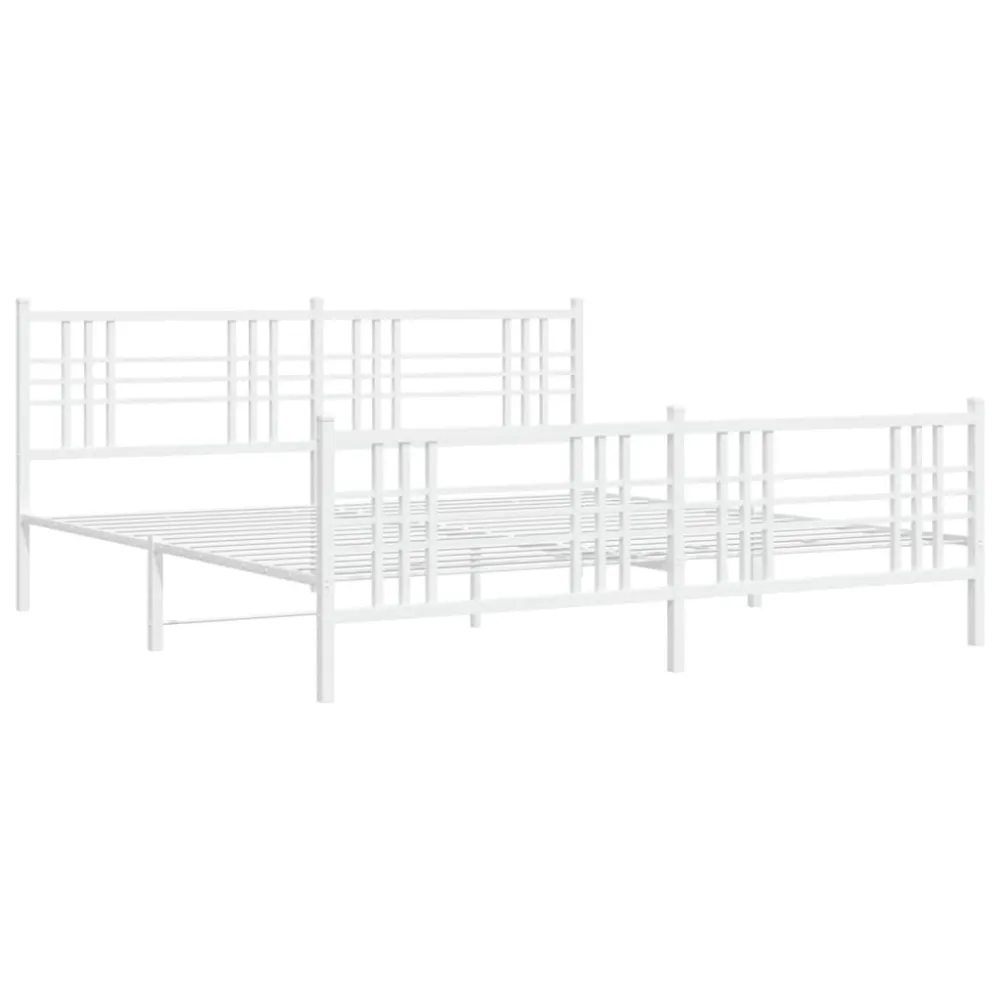 Bedframe met hoofd- en voeteneinde metaal wit 200x200 cm