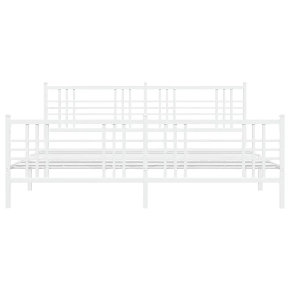 Bedframe met hoofd- en voeteneinde metaal wit 200x200 cm