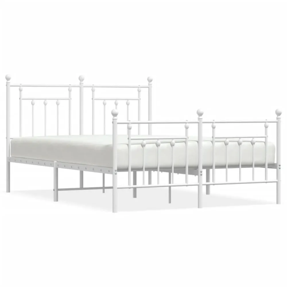 Bedframe met hoofd- en voeteneinde metaal wit 140x190 cm
