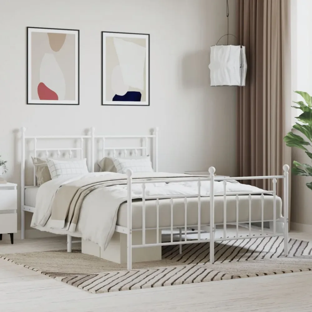 Bedframe met hoofd- en voeteneinde metaal wit 140x190 cm