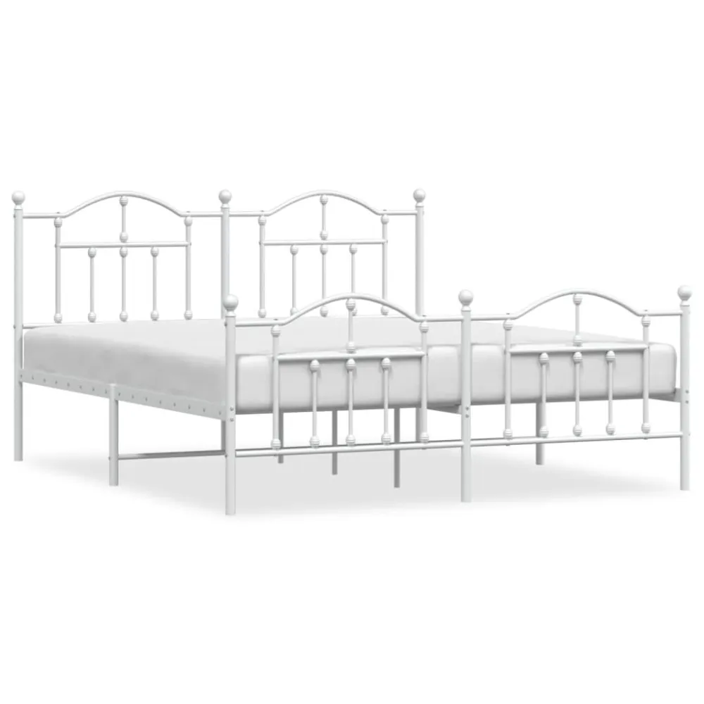 Bedframe met hoofd- en voeteneinde metaal wit 180x200 cm