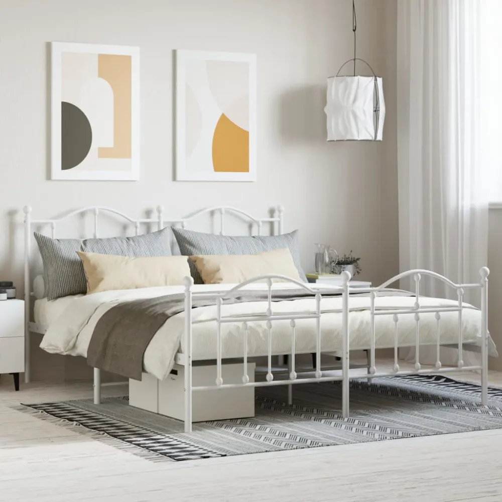 Bedframe met hoofd- en voeteneinde metaal wit 180x200 cm