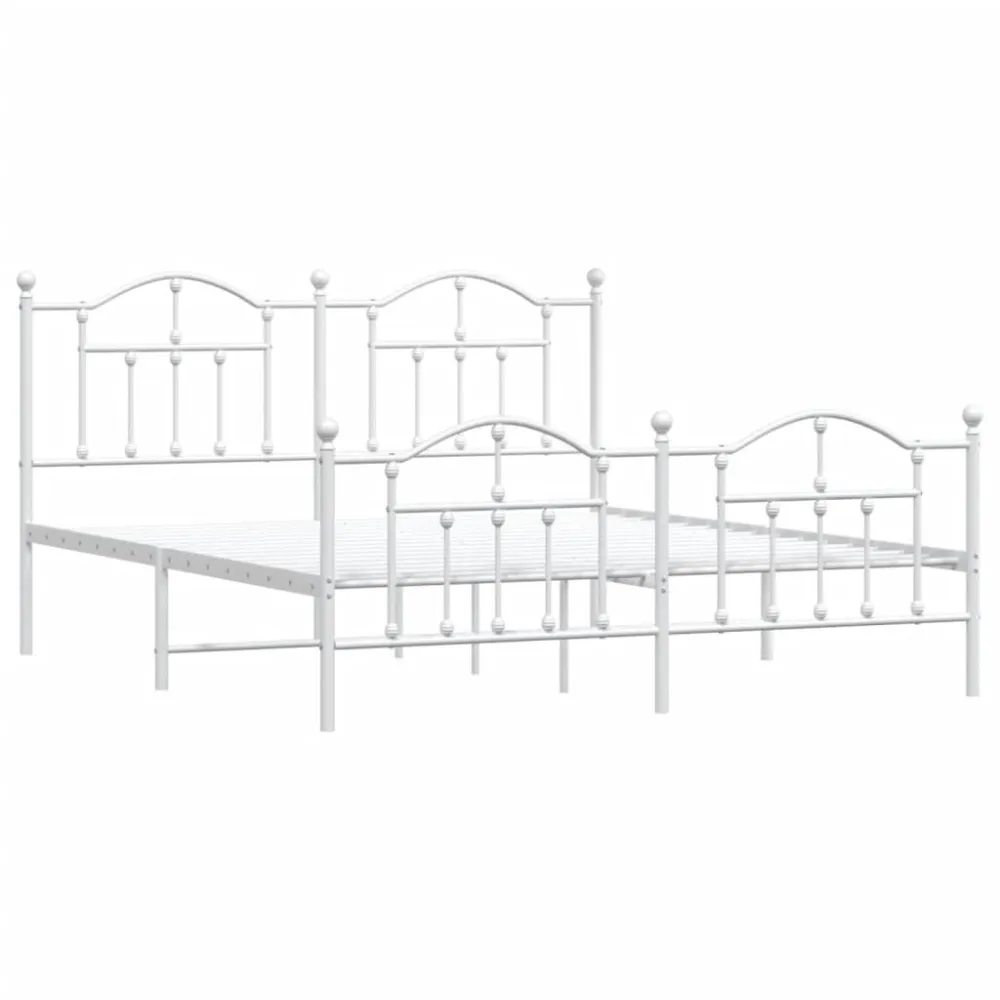 Bedframe met hoofd- en voeteneinde metaal wit 180x200 cm