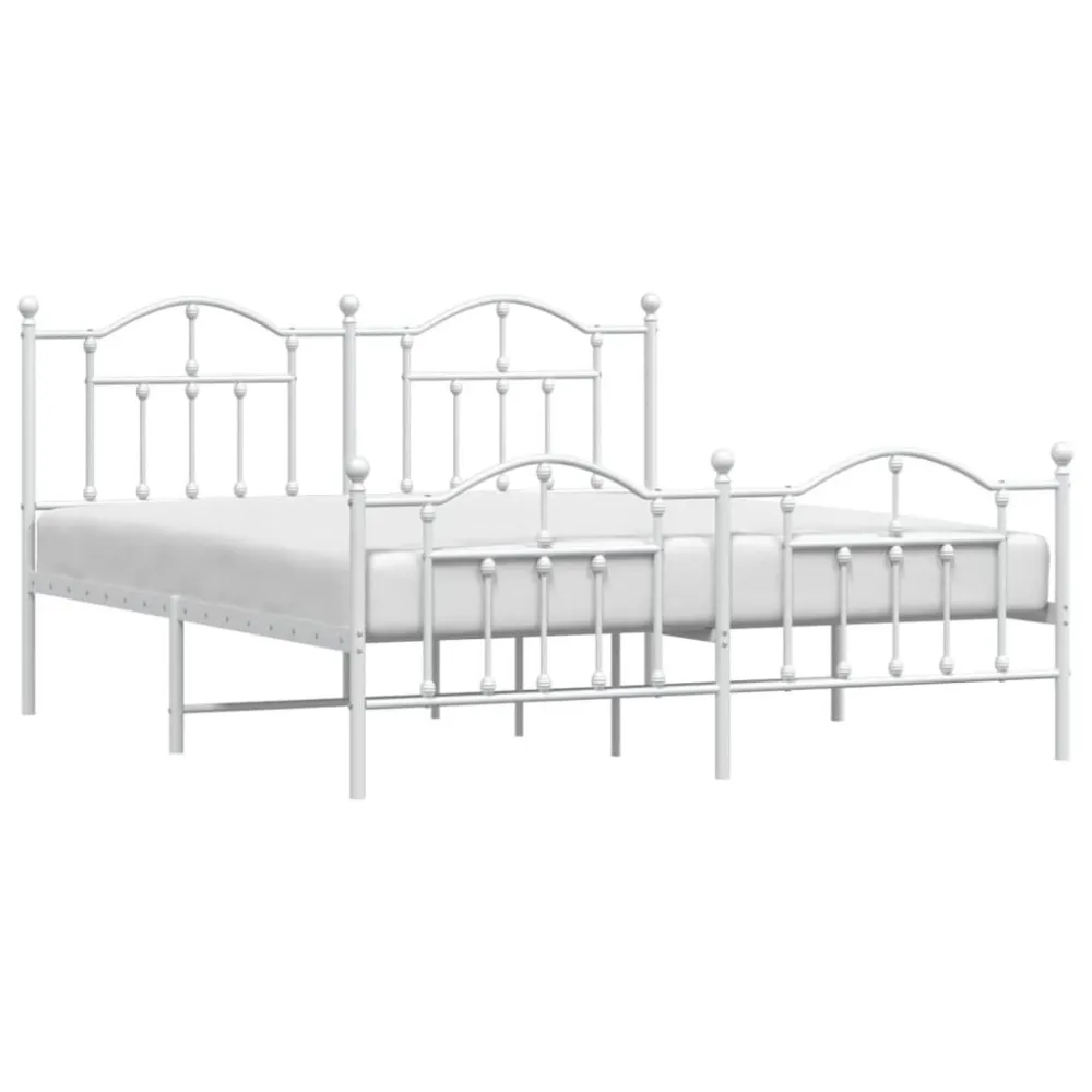 Bedframe met hoofd- en voeteneinde metaal wit 180x200 cm