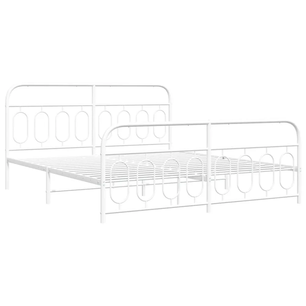 Bedframe met hoofd- en voeteneinde metaal wit 160x200 cm