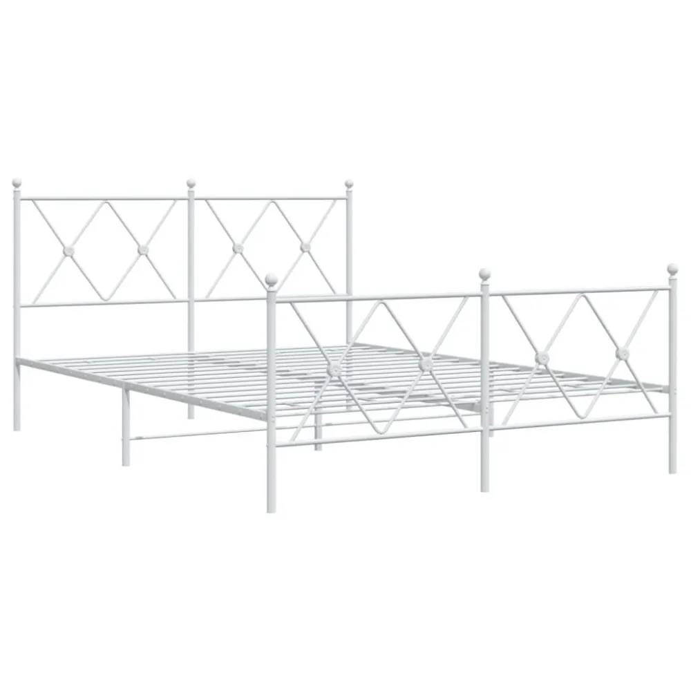 Bedframe met hoofd- en voeteneinde metaal wit 140x190 cm
