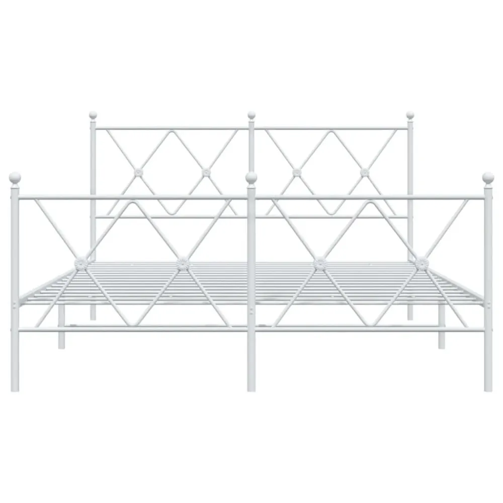 Bedframe met hoofd- en voeteneinde metaal wit 140x190 cm