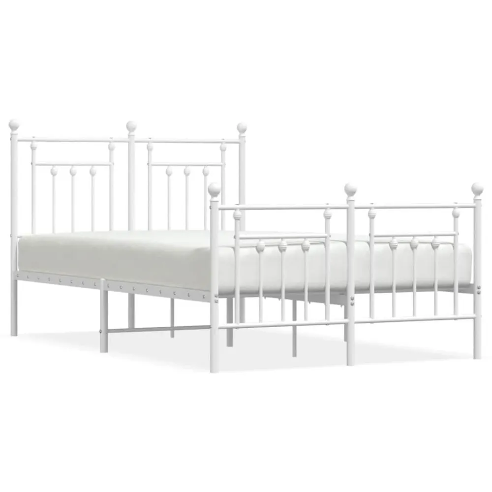 Bedframe met hoofd- en voeteneinde metaal wit 135x190 cm