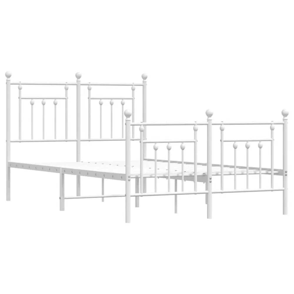 Bedframe met hoofd- en voeteneinde metaal wit 135x190 cm