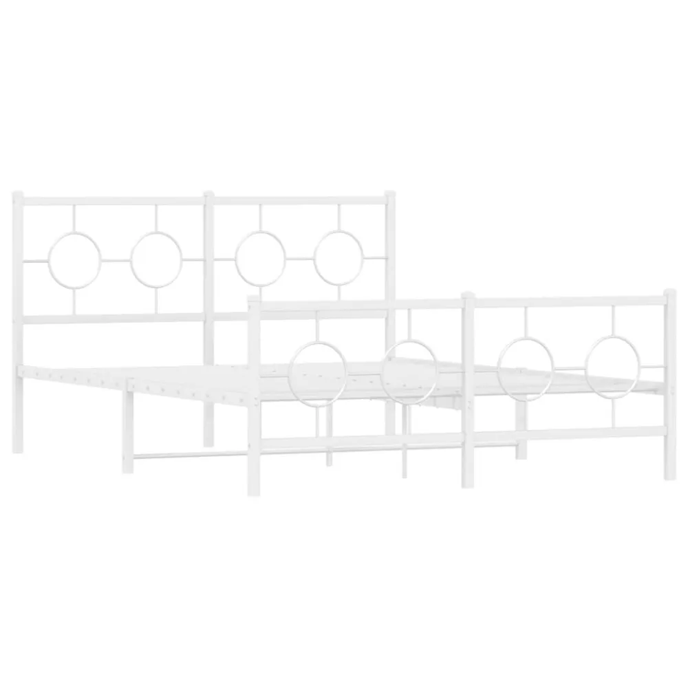 Bedframe met hoofd- en voeteneinde metaal wit 135x190 cm