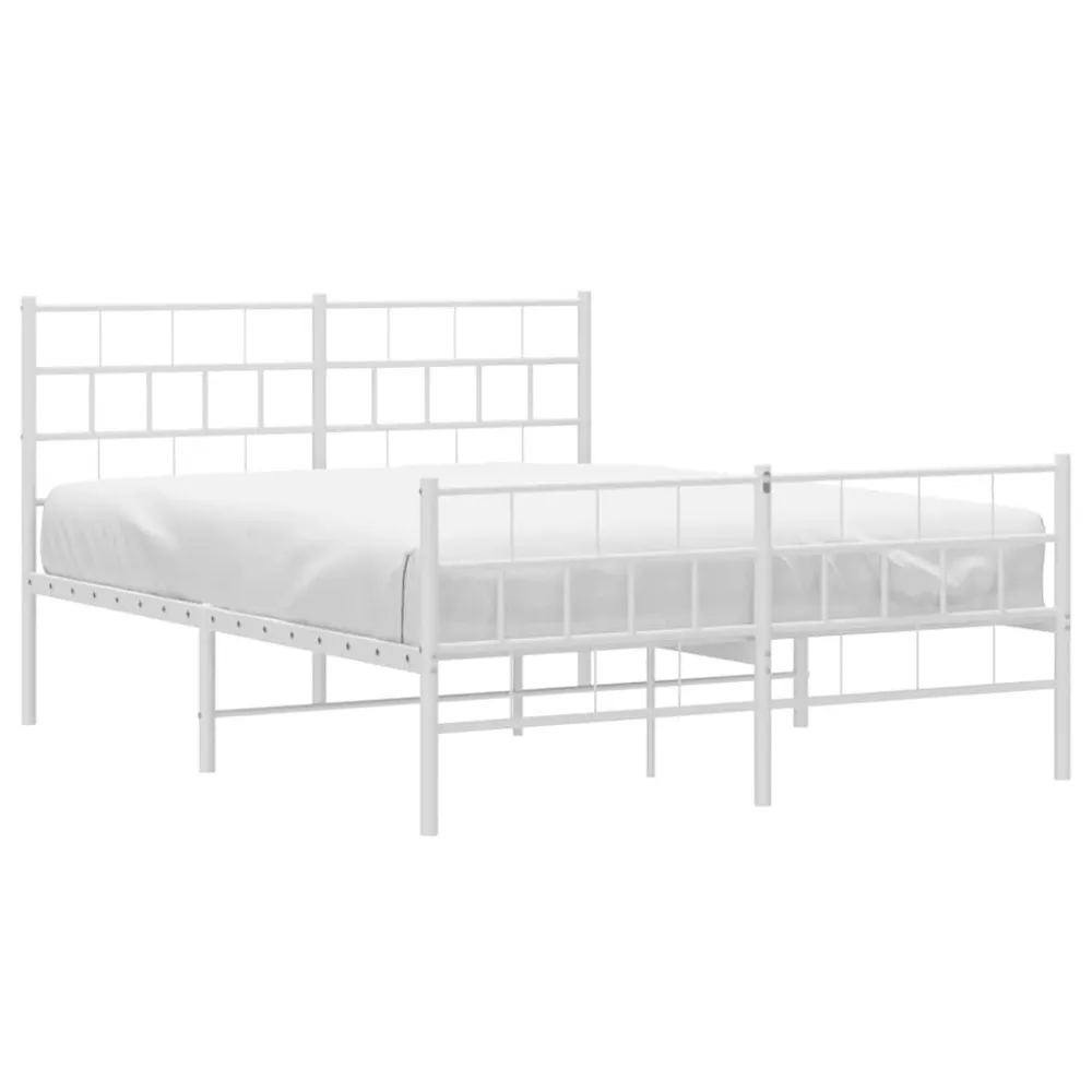 Bedframe met hoofd- en voeteneinde metaal wit 135x190 cm