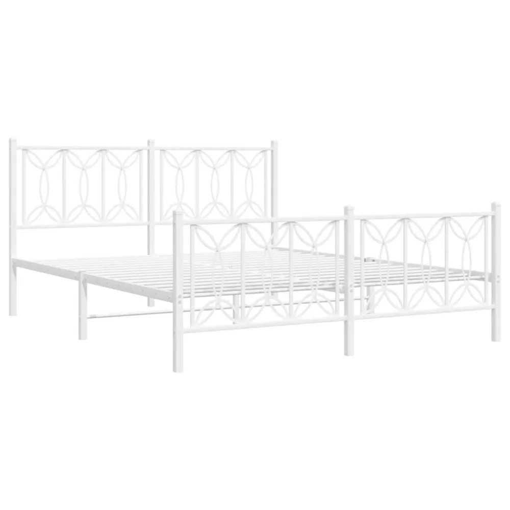 Bedframe met hoofd- en voeteneinde metaal wit 150x200 cm