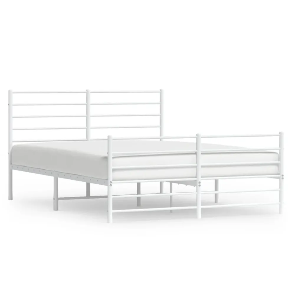 Bedframe met hoofd- en voeteneinde metaal wit 160x200 cm