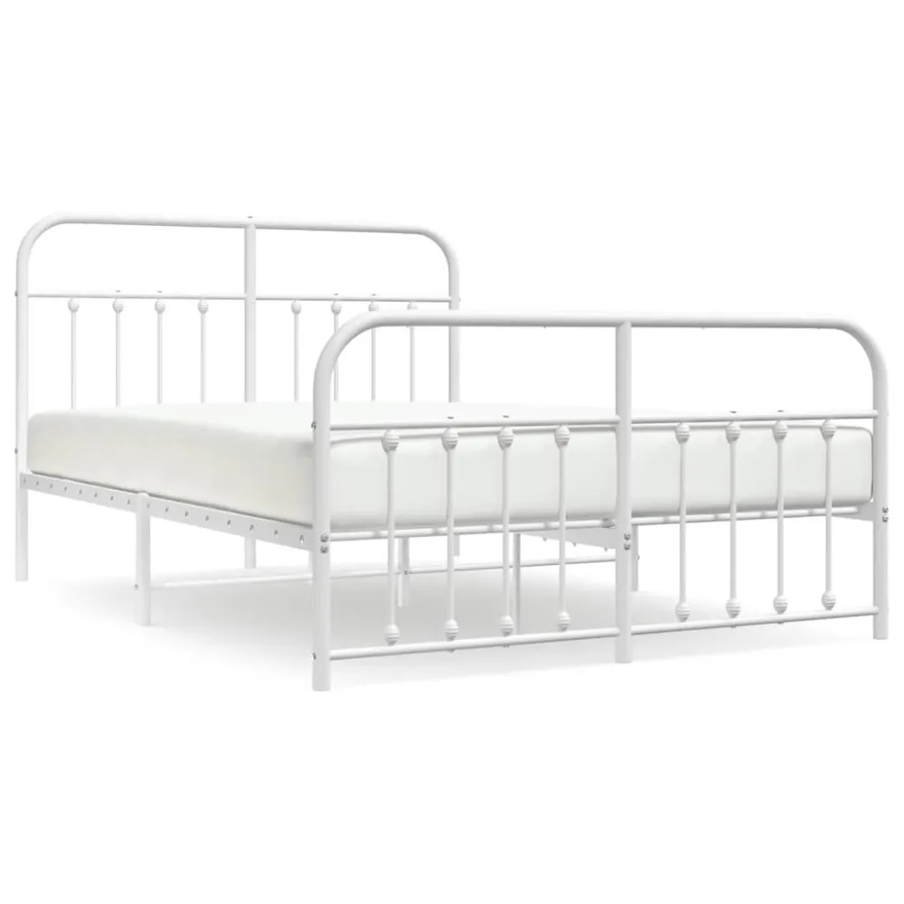 Bedframe met hoofd- en voeteneinde metaal wit 150x200 cm