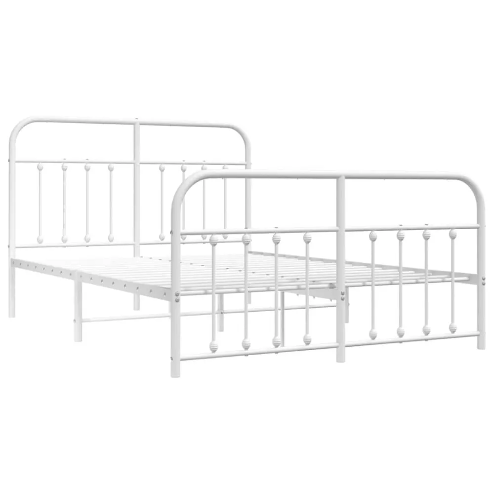 Bedframe met hoofd- en voeteneinde metaal wit 150x200 cm