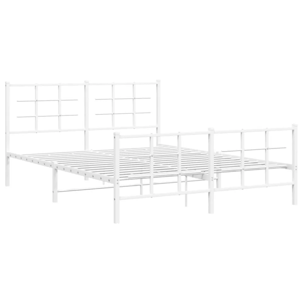Bedframe met hoofd- en voeteneinde metaal wit 150x200 cm