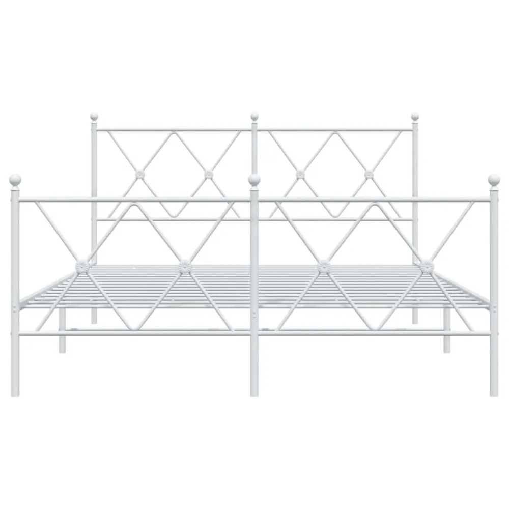 Bedframe met hoofd- en voeteneinde metaal wit 140x200 cm