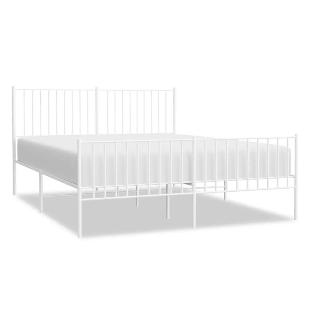 Bedframe met hoofd- en voeteneinde metaal wit 160x200 cm