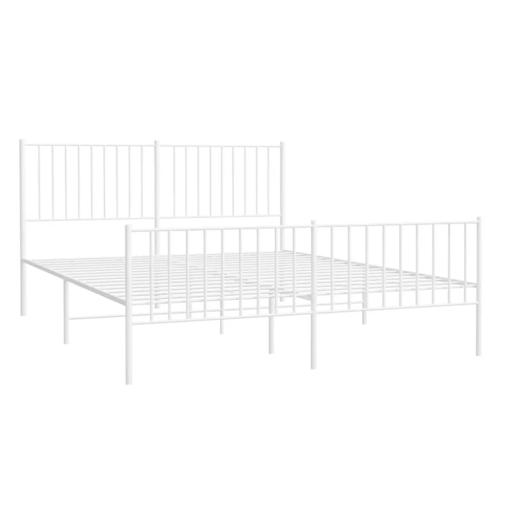 Bedframe met hoofd- en voeteneinde metaal wit 160x200 cm